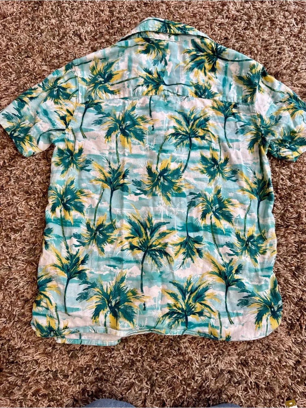 Boys Tropical Palm Print Button-Up Shirt - Teal- Summer Beach Shirt- Old Navy